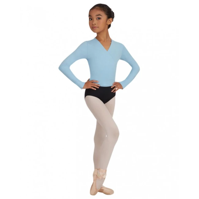Capezio Cross Over Top, Aufwärm-Top für Mädchen - Hellblau Capezio
