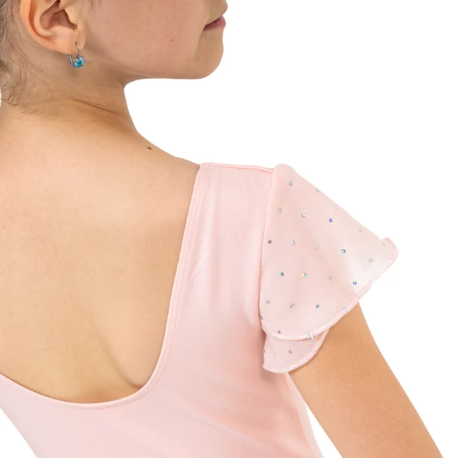 Bloch Scarlett, Mädchen-Trikot mit Volantärmeln - Hellrosa Bloch
