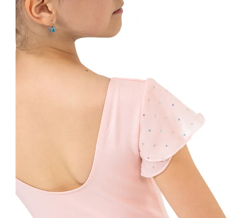 Bloch Scarlett, Mädchen-Trikot mit Volantärmeln - Hellrosa Bloch