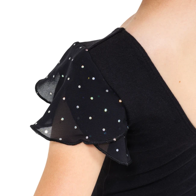 Bloch Scarlett, Mädchen-Trikot mit Volantärmeln - Schwarz