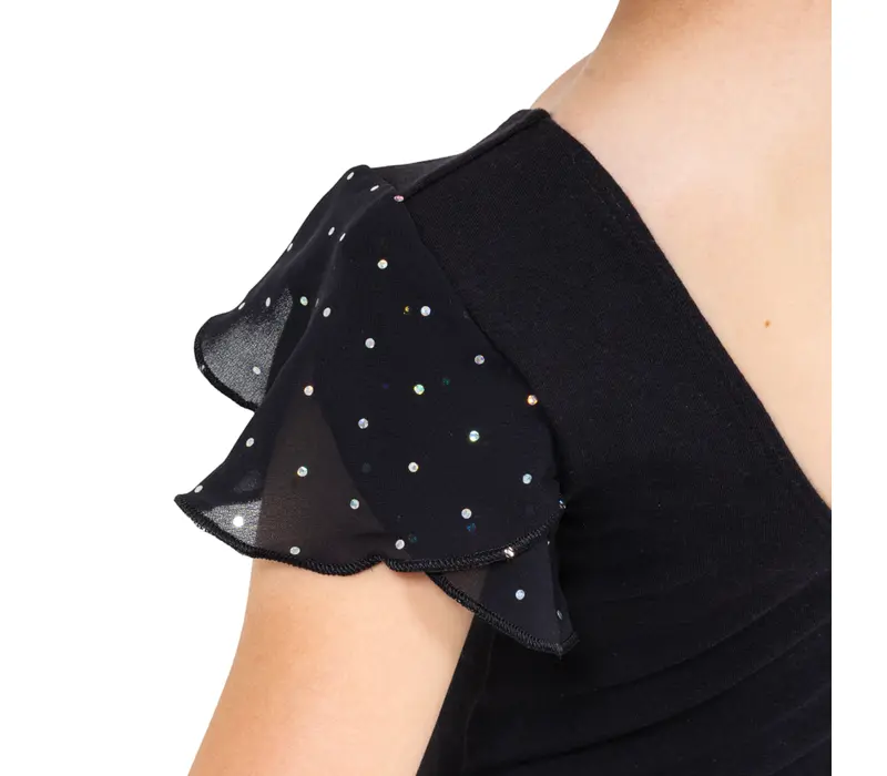 Bloch Scarlett, Mädchen-Trikot mit Volantärmeln - Schwarz