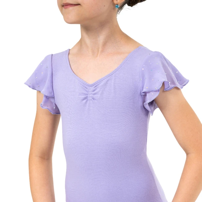 Bloch Scarlett, Mädchen-Trikot mit Volantärmeln - Flieder