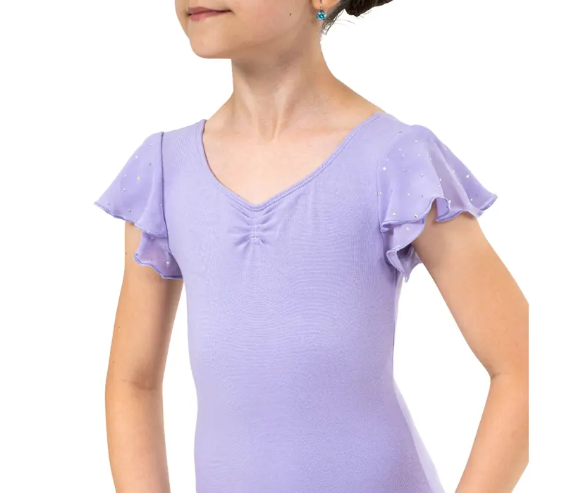 Bloch Scarlett, Mädchen-Trikot mit Volantärmeln - Flieder