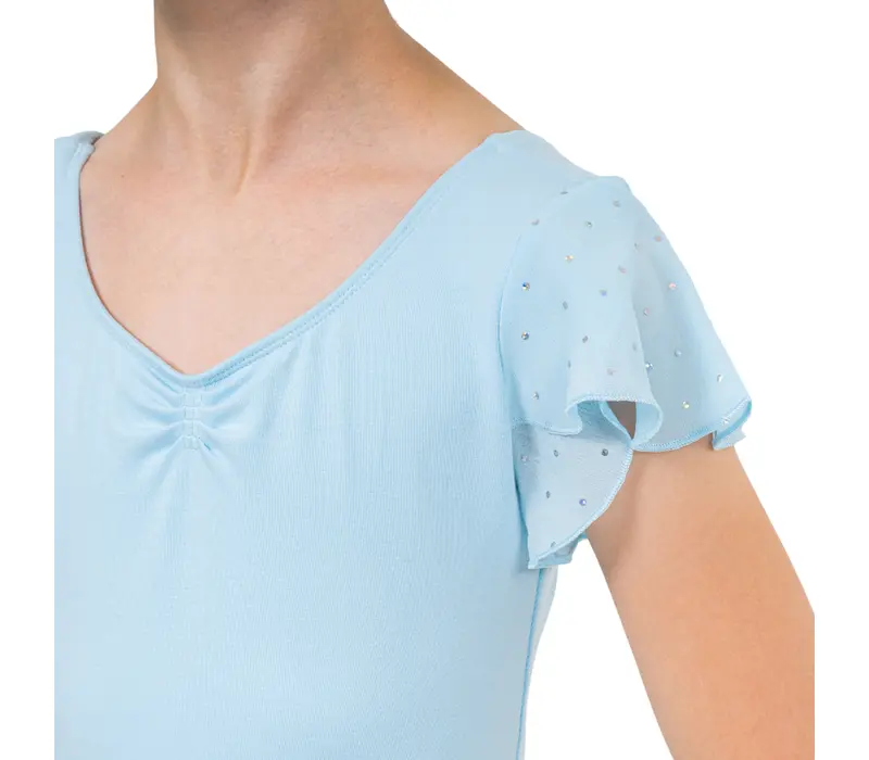 Bloch Scarlett, Mädchen-Trikot mit Volantärmeln - Blauer Pastell Bloch