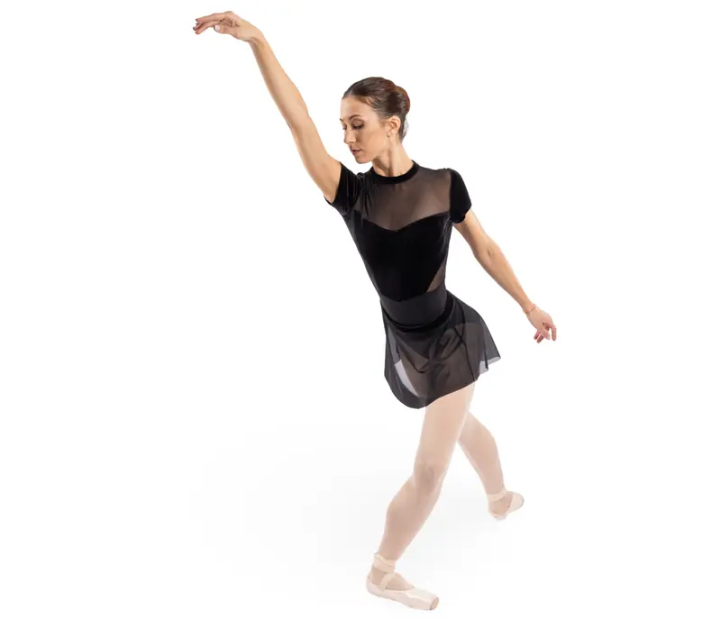 Bloch Avery Mesh Pull-On Skirt, Damen-Rock - Schwarz