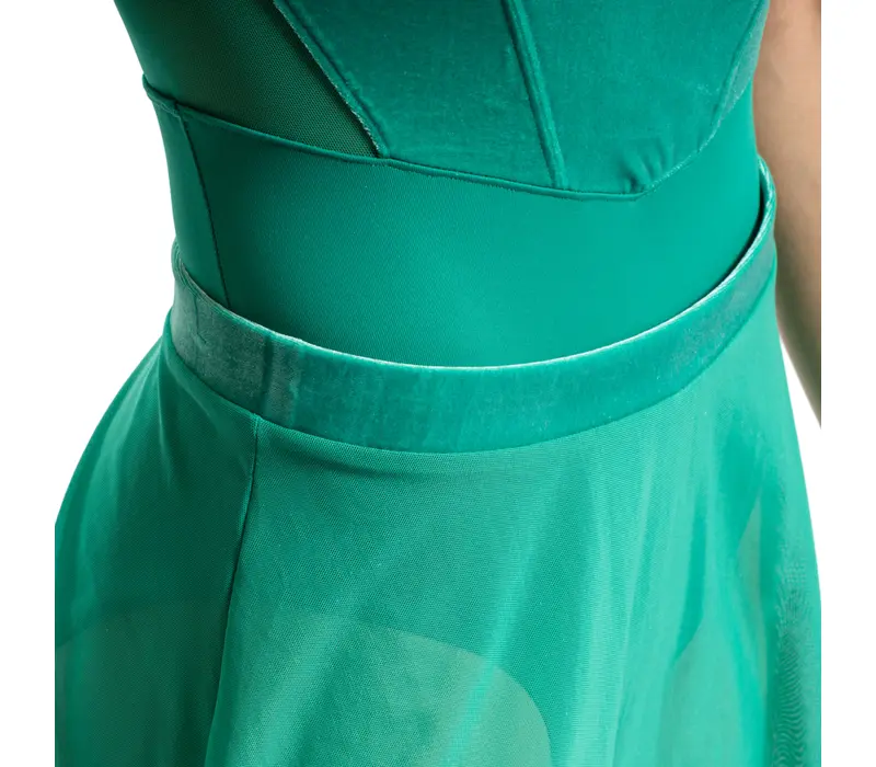 Bloch Hana Floral mesh skirt, Damenrock mit elastischem Taillenbund - Emerald Bloch