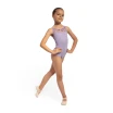 Bloch Lila Floral, Mädchen-Trikot mit schmalen Trägern - Flieder lilac Bloch