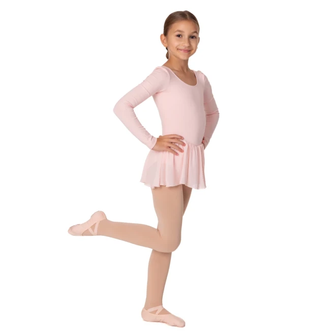 Bloch Petal, Mädchen-Trikot mit langen Ärmeln und Röckchen