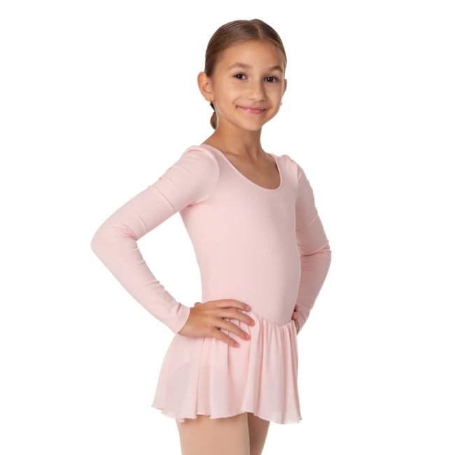 Bloch Petal, Mädchen-Trikot mit langen Ärmeln und Röckchen