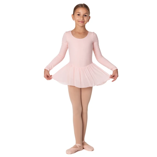 Bloch Petal, Mädchen-Trikot mit langen Ärmeln und Röckchen