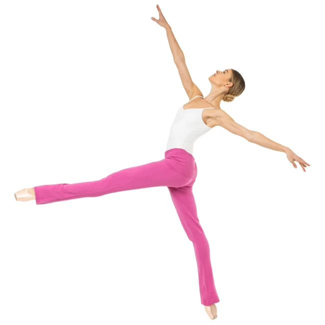 Bloch Flare Pant Rollover, Damen-Strickhose Bloch Ecarte, Damen Trainingshose - Rosa - Deep pink Bloch