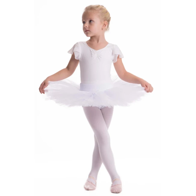 Bloch Scarlett, Mädchen-Trikot mit Volantärmeln - Weiss