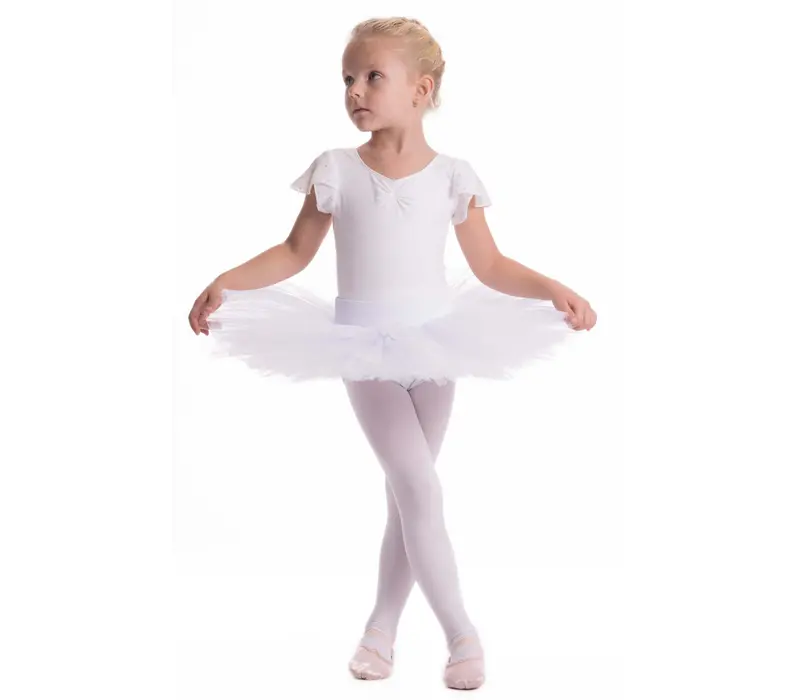 Bloch Scarlett, Mädchen-Trikot mit Volantärmeln - Weiss