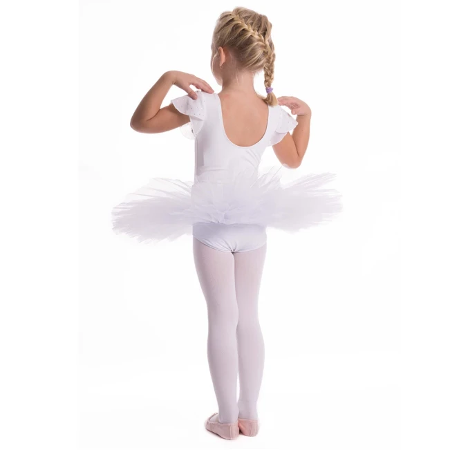 Bloch Scarlett, Mädchen-Trikot mit Volantärmeln - Weiss