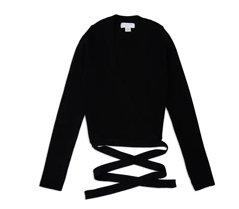 Capezio Knit Wrap Sweater, Damen-Strickjacke Capezio Cross Over Top, na zahriatie - Schwarz