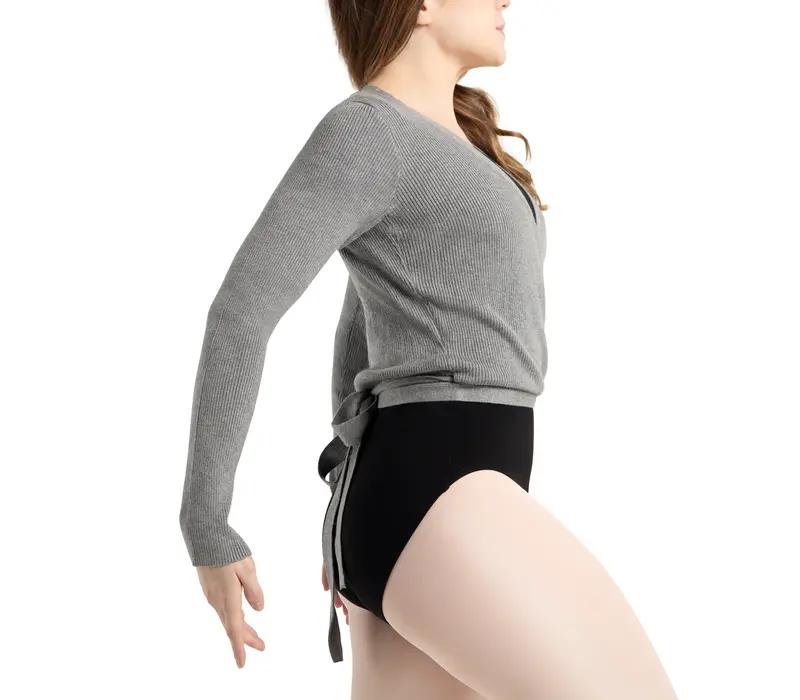 Capezio Knit Wrap Sweater, Damen-Strickjacke Capezio Cross Over Top, na zahriatie - Grau grey Capezio