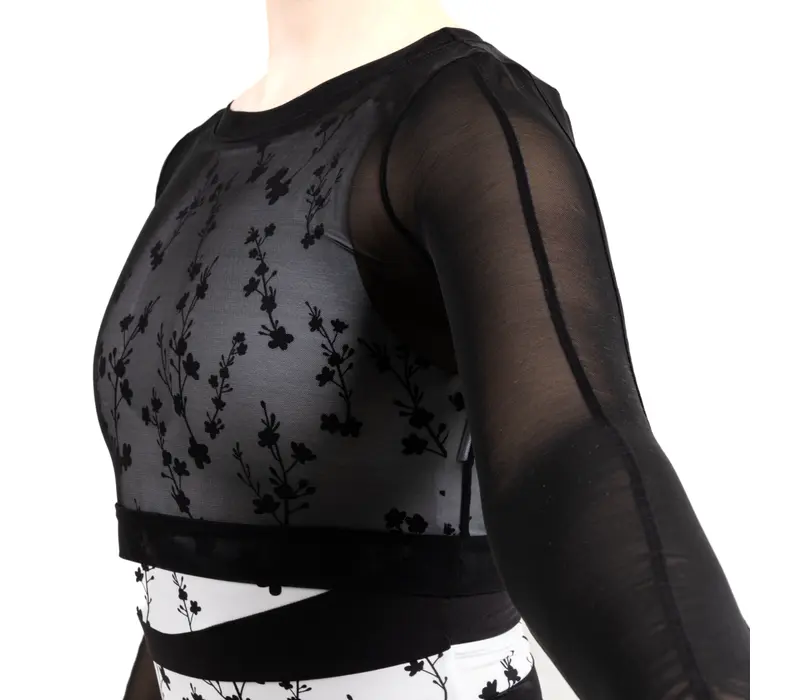Capezio C'est La Vie Joyeux Mesh Cover Up, Damen-Top - Schwarz