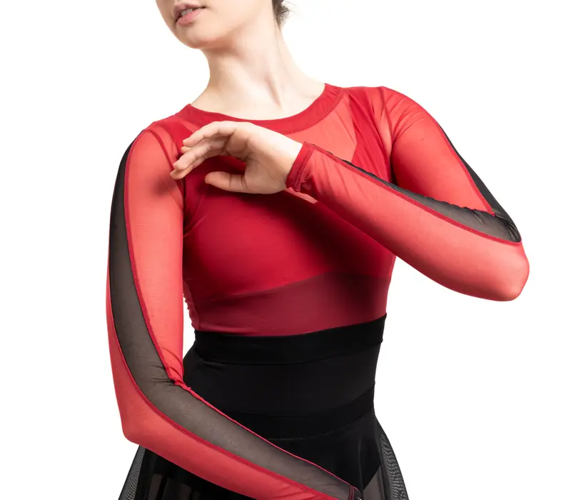 Capezio C'est La Vie Joyeux Mesh Cover Up, Damen-Top - Rot scarlet Capezio