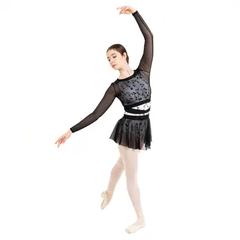 Capezio C'est La Vie Joyeux Mesh Cover Up, Damen-Top - Schwarz
