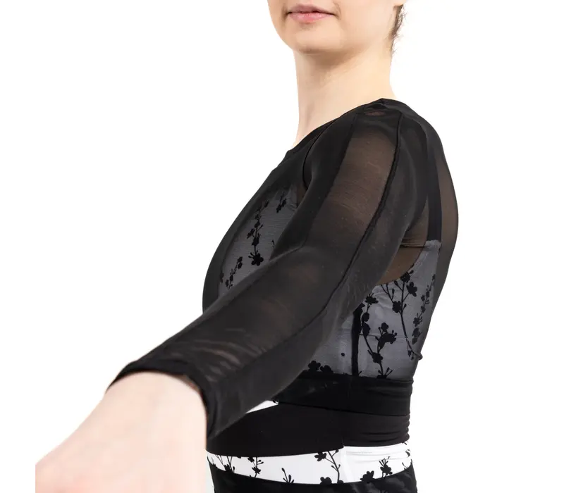 Capezio C'est La Vie Joyeux Mesh Cover Up, Damen-Top - Schwarz