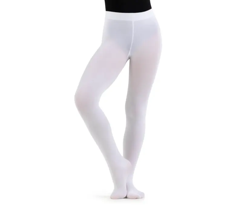 Capezio Ultra Soft Tight Self Knit, Damen-Strumpfhose mit vollem Fuß - Weiss