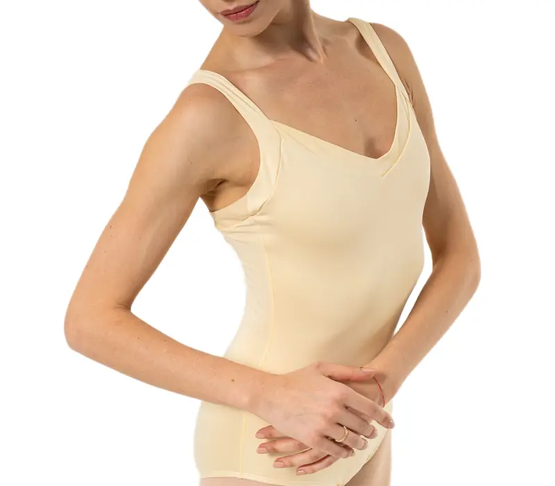 Capezio Dreamy Leotard, Damen-Trikot mit breiten Trägern - Hellgelb - Butter Capezio