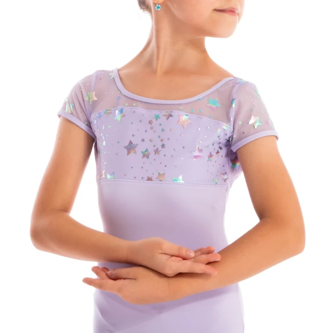Capezio Galaxy, Kindertrikot mit kurzen Ärmeln - Violett - lavender