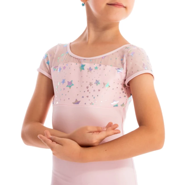 Capezio Galaxy, Kindertrikot mit kurzen Ärmeln - Rosa-Pink