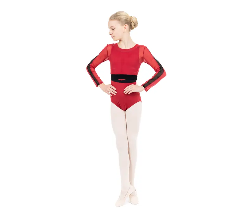 Capezio C'est La Vie Joyeux Mesh Cover Up, Mädchen-Top - Rot scarlet Capezio