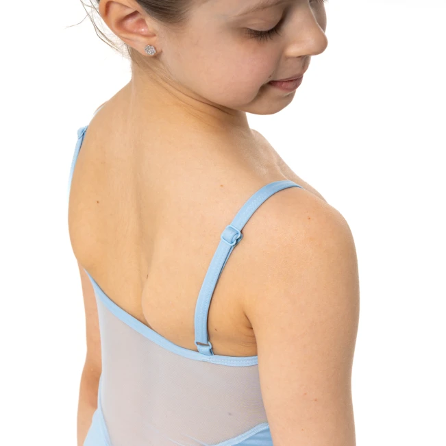 Capezio Lake Leotard, geblümter Mädchentrikot mit Spaghettiträgern Capezio Lake Leotard, geblümter Mädchentrikot mit Spaghettiträgern - Hellblau Capezio