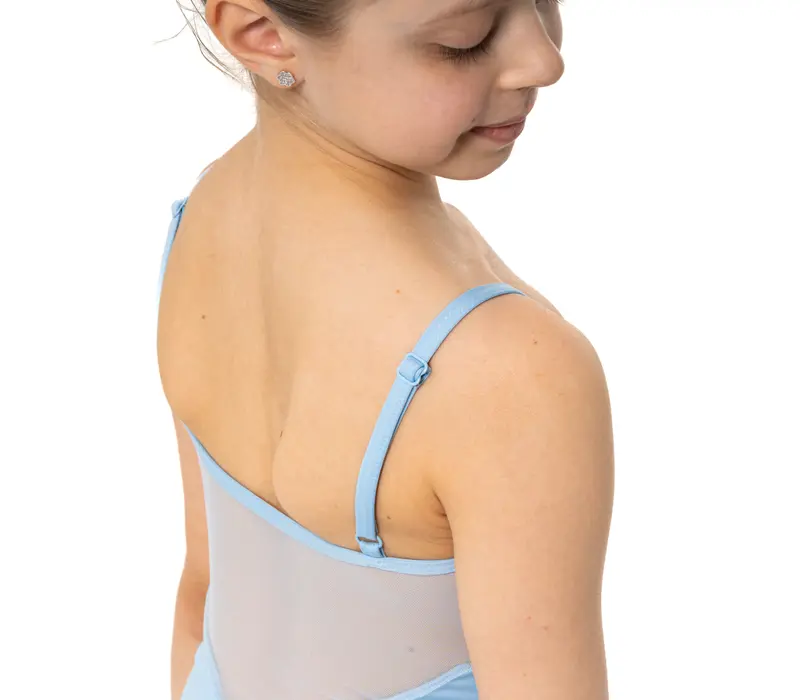 Capezio Lake Leotard, geblümter Mädchentrikot mit Spaghettiträgern - Hellblau Capezio