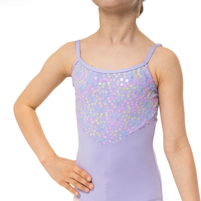 Capezio Lake Leotard, geblümter Mädchentrikot mit Spaghettiträgern Capezio Lake Leotard, geblümter Mädchentrikot mit Spaghettiträgern - Violett - lavender