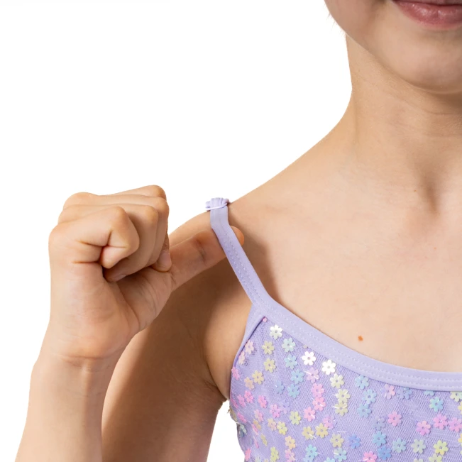 Capezio Lake Leotard, geblümter Mädchentrikot mit Spaghettiträgern Capezio Lake Leotard, geblümter Mädchentrikot mit Spaghettiträgern - Violett - lavender