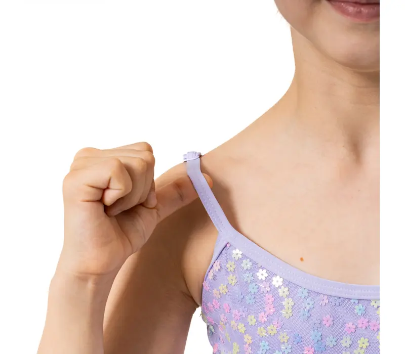 Capezio Lake Leotard, geblümter Mädchentrikot mit Spaghettiträgern - Violett - lavender