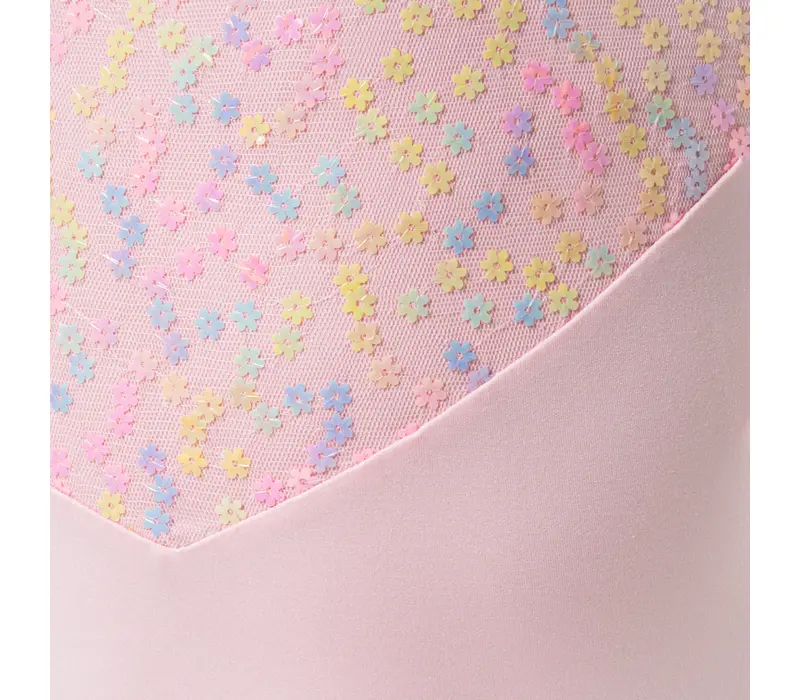 Capezio Lake Leotard, geblümter Mädchentrikot mit Spaghettiträgern - Rosa Capezio