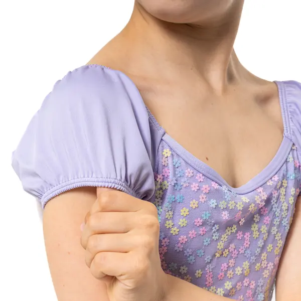 Capezio Lotus Leotard, Kurzarmtrikot für Mädchen mit Blumenmuster