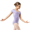 Capezio Lotus Leotard, Kurzarmtrikot für Mädchen mit Blumenmuster