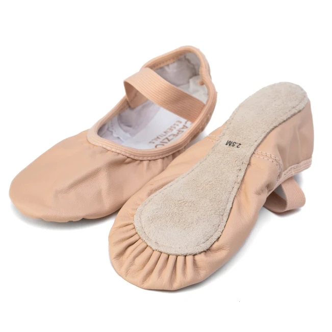 Capezio Luna, Kinder-Leder-Tanzschläppchen - Rosa balet Capezio