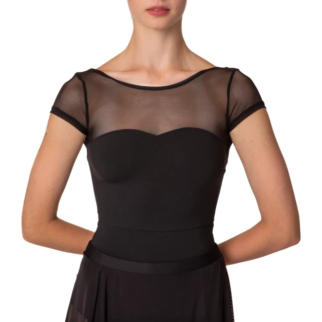 Capezio Meryl Mesh Yoke Short Sleeve, Ballettanzug Capezio Meryl Mesh Yoke Short Sleeve, Ballettanzug