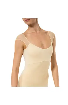 Capezio Moonstruck Cap Sleeve Trikot, Damen-Trikot mit kurzem, transparentem Netzärmel