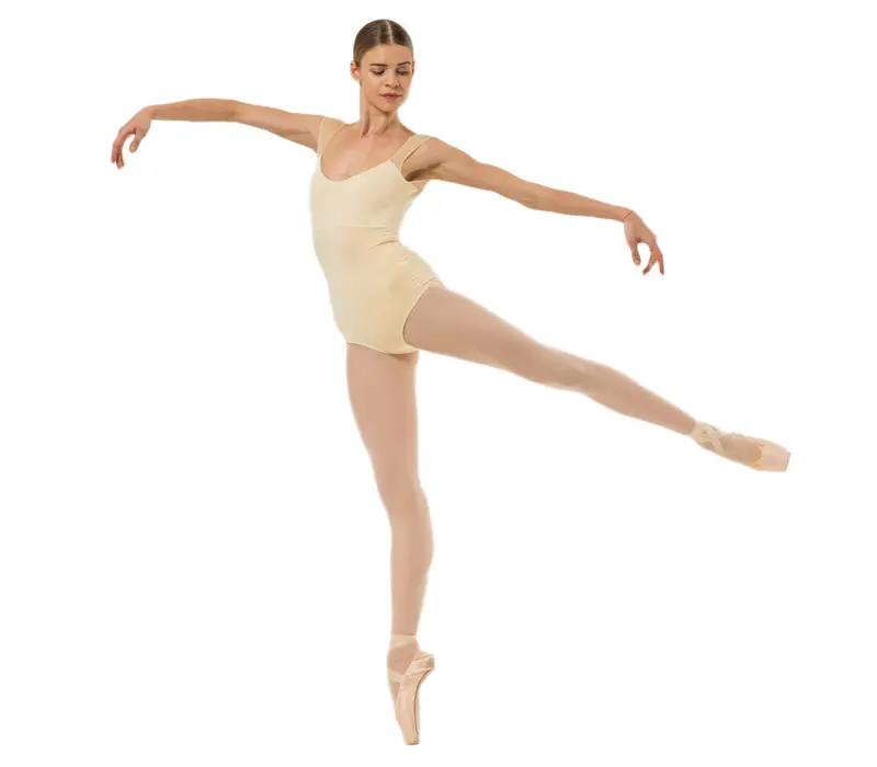 Capezio Moonstruck Cap Sleeve Trikot, Damen-Trikot mit kurzem, transparentem Netzärmel - Hellgelb - Butter Capezio