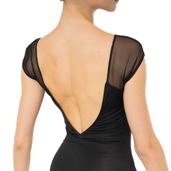 Capezio Moonstruck Cap Sleeve Trikot, Damen-Trikot mit kurzem, transparentem Netzärmel