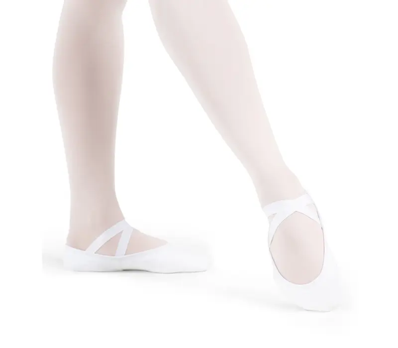 Capezio Stella, Kinder Ballettschläppchen aus Leinen - Weiss