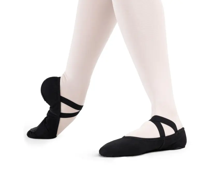 Capezio Stella, Kinder Ballettschläppchen aus Leinen - Schwarz