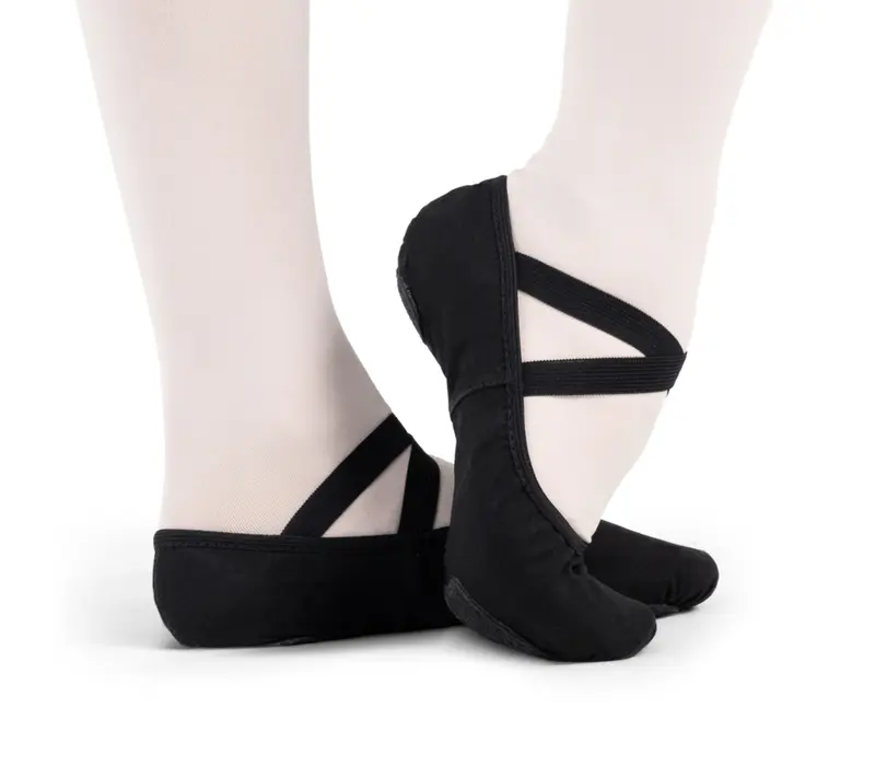 Capezio Stella, Kinder Ballettschläppchen aus Leinen - Schwarz