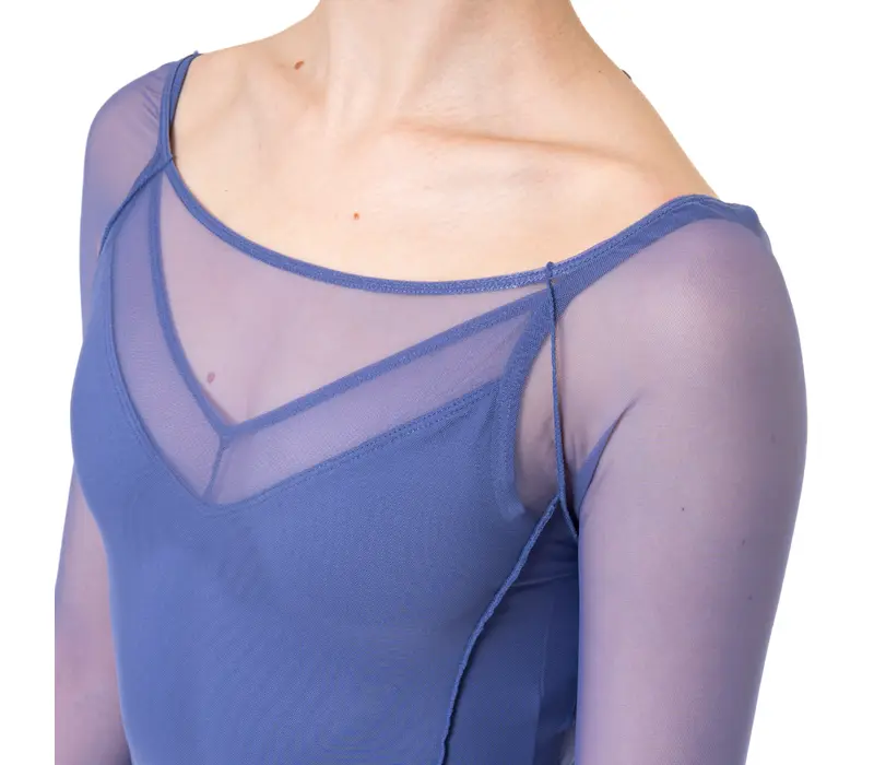 Capezio C'est La Vie Joyeux Mesh Cover Up, Damen-Top - Blau - Sturmblau