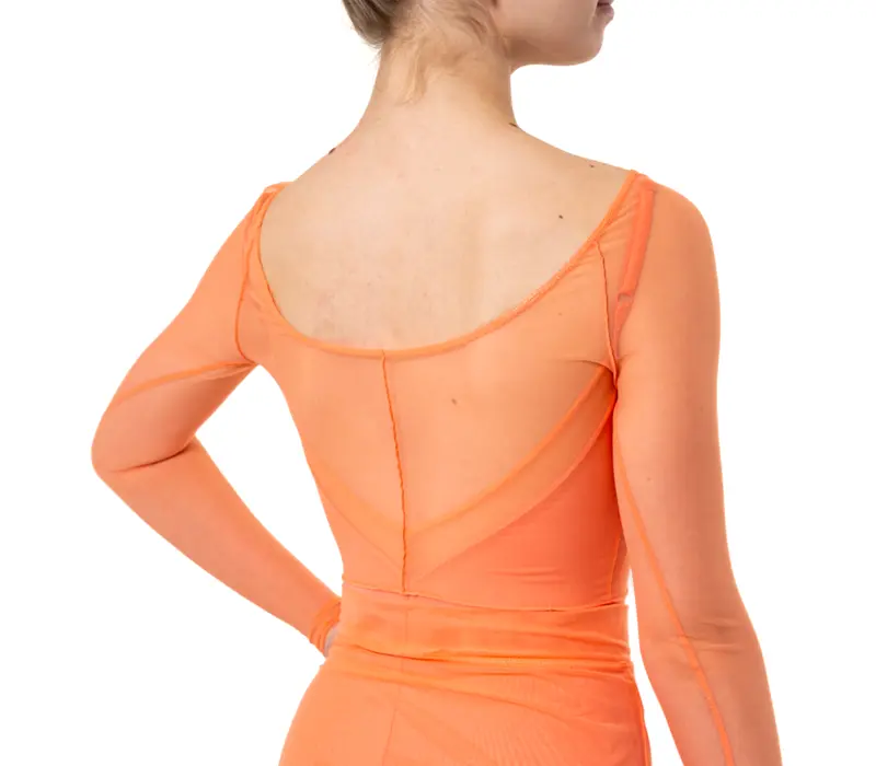 Capezio C'est La Vie Joyeux Mesh Cover Up, Damen-Top - Aprikose Apricot Capezio