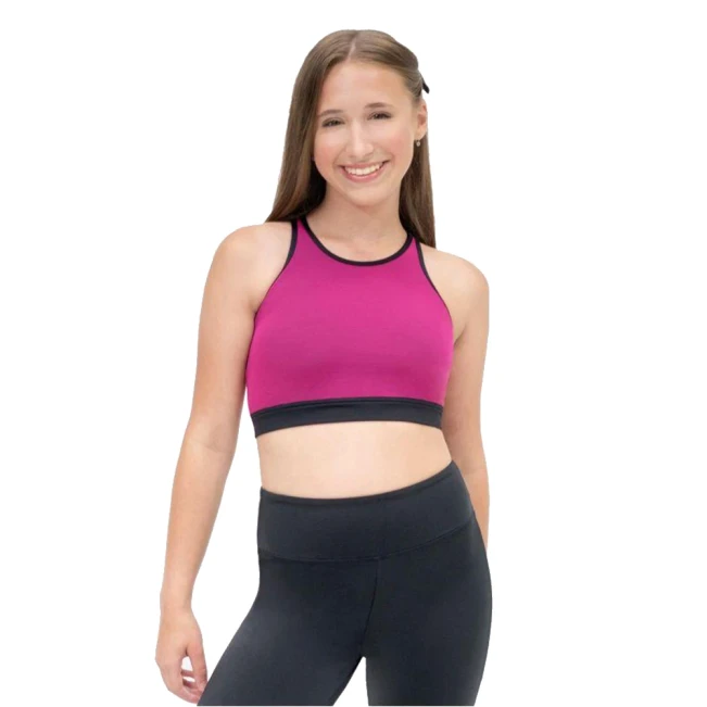 Capezio Colourblock High Neck Bra Top, Sport-BH - Coal cranberry dream Capezio