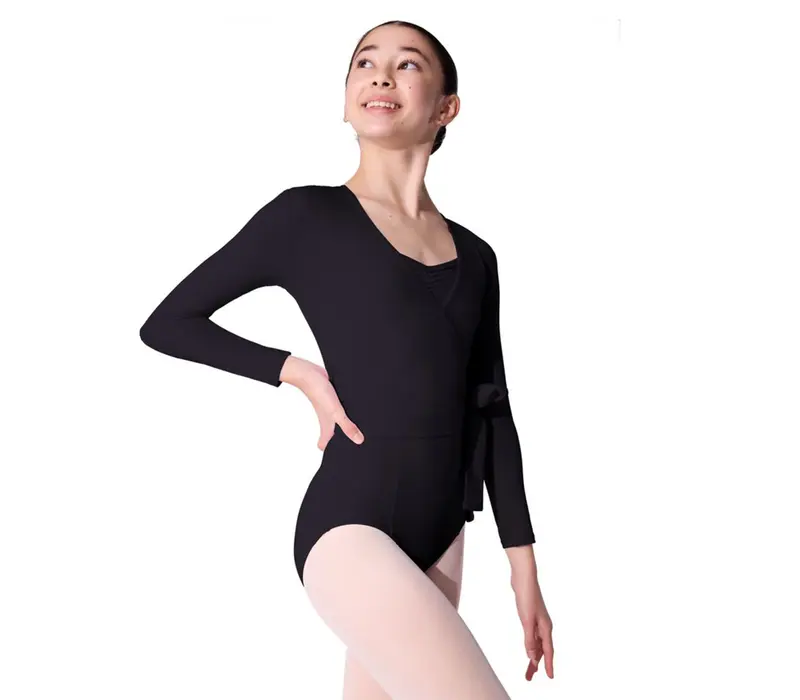 Capezio Essentials Wrap Top, Mädchen-Wickeltop - Schwarz