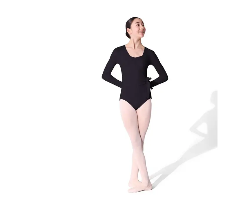 Capezio Essentials Wrap Top, Mädchen-Wickeltop - Schwarz